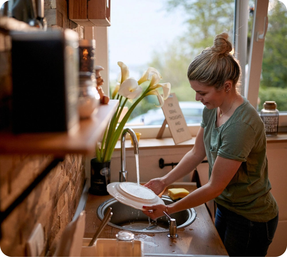 Washing dishes